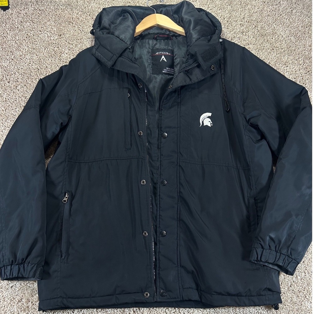 Antigua Michigan State Spartans Jacket Mens M Black Insulated Water Resistant
